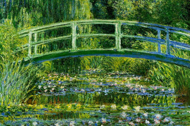 Claude Monet Water Lilies and Japanese Bridge Impressionist Art Posters Claude Monet Prints Nature Landscape Painting Claude Monet Canvas Wall Art French Decor Stretched Canvas Art Wall Decor 24x16