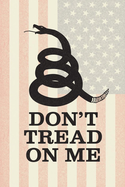 Gadsden Flag Dont Tread On Me Rattlesnake Coiled To Strike Old Glory Faded Textured Stretched Canvas Wall Art 16x24 inch