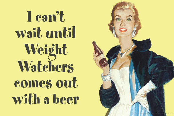I Cant Wait Until Weight Watchers Comes Out With a Beer Humor Stretched Canvas Wall Art 24x16 inch