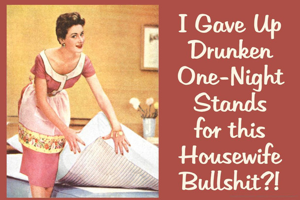 I Gave Up Drunken One Night Stands For This Housewife Bullsht Humor Stretched Canvas Art Wall Decor 24x16