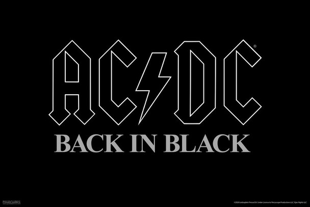 ACDC AC DC Back In Black Album Music Rock Band Music Classic Retro Vintage Stretched Canvas Art Wall Decor 16x24