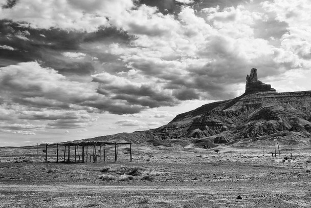 Owl Rock Monument Valley Navajo Reservation B&W Photo Print Stretched Canvas Wall Art 24x16 inch
