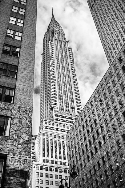 Looking up at the Chrysler Building New York City Photo Print Stretched Canvas Wall Art 16x24 inch