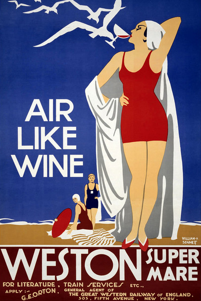 Air Like Wine Weston Great Western Railway Vintage Travel Cool Wall Decor Art Print Poster 12x18