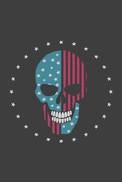 American Skull Patriotic Thick Paper Sign Print Picture 8x12