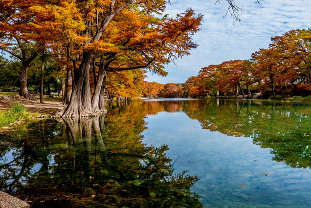 Fall Foliage At Garner State Park Texas Landscape Photo Stretched Canvas Wall Art 16x24 inch