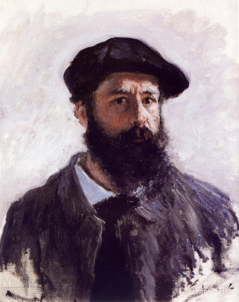 Claude Monet Self Portrait With Beret 1886 Art Impressionist Art Posters Claude Monet Prints Nature Landscape Painting Claude Monet Canvas Wall Art French Decor Stretched Canvas Art Wall Decor 16x24