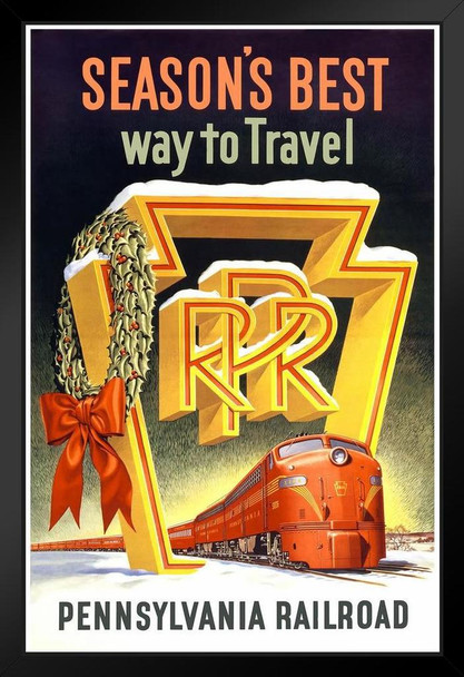 Pennsylvania Railroad Seasons Best Train Christmas Vintage Travel Art Print Stand or Hang Wood Frame Display Poster Print 9x13