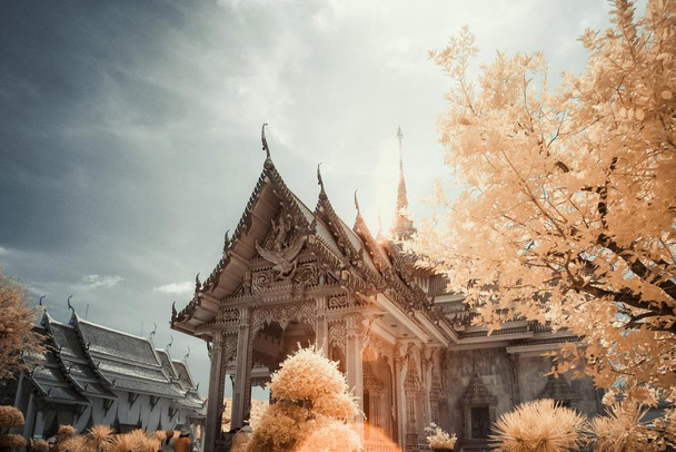 Roof of Traditional Temple in Phuket Thailand Photo Print Stretched Canvas Wall Art 24x16 inch