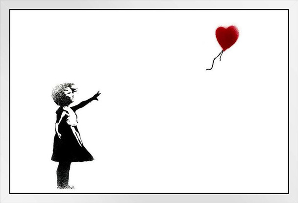 Banksy Girl with a Balloon Street Art Banksy Canvas Print Bansky Modern Art Grafitti Canvas Wall Art Street Art Prints Graffiti Art Wall Art Canvas Love Decor White Wood Framed Art Poster 20x14