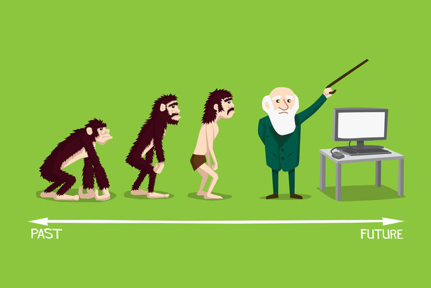 Human Evolution of Man Charles Darwin Technology Cool Wall Decor Art Print Poster 18x12