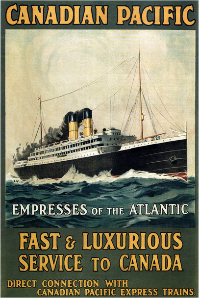 Canadian Pacific Empresses of Atlantic Fast Luxurious Service Cruise Ship Vintage Travel Cool Wall Decor Art Print Poster 12x18