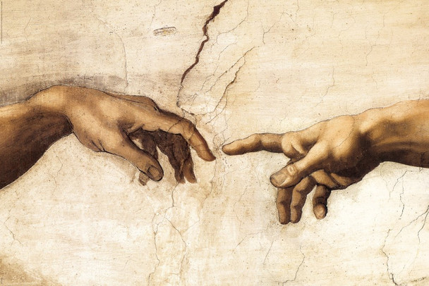 Creation Hands Michelangelo Art Print Poster 36x24 inch