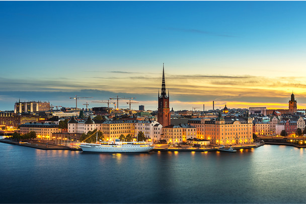 Riddarholmen Church Old Stockholm City Sweden Sunset Photo Cool Wall Decor Art Print Poster 12x18