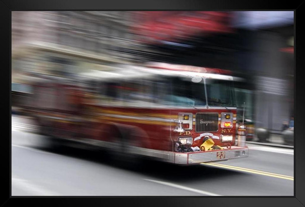 NYFD Fire Truck Speeding To A Fire Photo Photograph Art Print Stand or Hang Wood Frame Display Poster Print 13x9