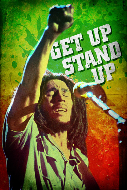 Bob Marley Get Up Stand Up Raised Fist Reggae Music Album Jamaican Cool Wall Decor Art Print Poster 24x36