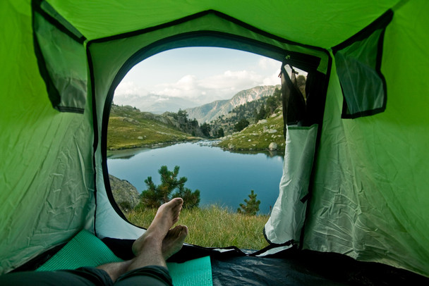 Pyrenees Mountains Landscape View From a Tent Photo Photograph Cool Wall Decor Art Print Poster 18x12