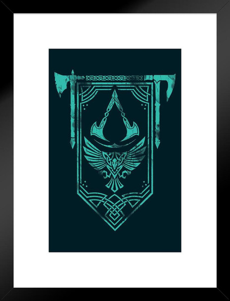 Assassins Creed Valhalla Merchandise Banner Art Video Game Video Gaming Gamer Collectibles Viking Eivor Varinsdottir Matted Framed Art Wall Decor 20x26