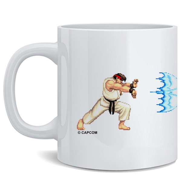 Street Fighter 2 Ryu Hadouken Classic Retro 90s Arcade Video Game Gaming Gamer Merchandise Collectibles Merch Accessories Ceramic Coffee Mug Tea Cup Fun Novelty Gift 12 oz