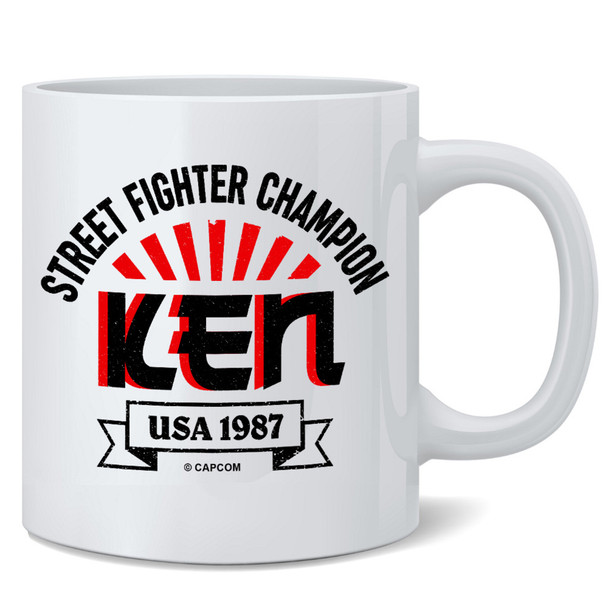 Street Fighter 2 Ken Champion Classic Retro 90s Arcade Video Game Gaming Gamer Merchandise Collectibles Merch Accessories Ceramic Coffee Mug Tea Cup Fun Novelty Gift 12 oz