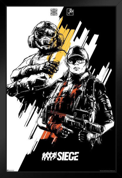 Rainbow Six Siege Merchandise Ash Jager Duo Character Video Game Video Gaming Gamer R6 Siege Tom Clancy Rainbow Six Seige Wall Art Black Wood Framed Art Poster 14x20