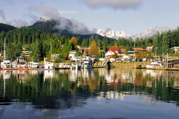 Auke Bay Boat Harbor Juneau Alaska Photo Photograph Cool Wall Decor Art Print Poster 18x12