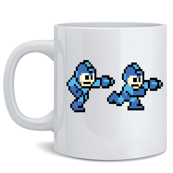 Mega Man Running Blaster MegaMan NES CAPCOM Mug Classic Retro Vintage 80s Video Game Gaming Gamer Merchandise Collectibles Merch Accessories Ceramic Coffee Mug Tea Cup Fun Novelty Gift 12 oz