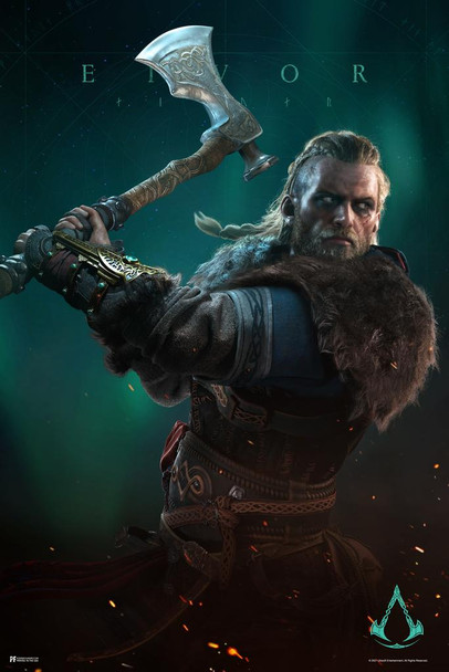 Assassins Creed Valhalla Merchandise Eivor Varinsdottir Runes Male Video Game Video Gaming Gamer Collectibles Viking Cool Huge Large Giant Poster Art 36x54