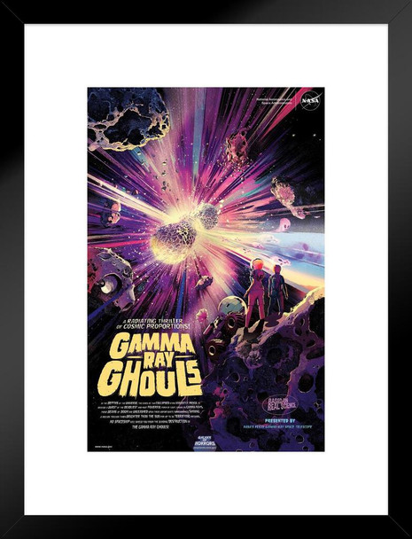 NASA Gamma Ray Ghouls Galaxy of Horrors Retro Travel Vintage JPL Planets Exploration Science Fiction SciFi Tourism Astronaut Geeky Nerdy Matted Framed Art Wall Decor 20x26