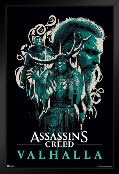 Assassins Creed Valhalla Merchandise Illustrated Art Video Game Video Gaming Gamer Collectibles Viking Eivor Varinsdottir Art Print Stand or Hang Wood Frame Display 9x13