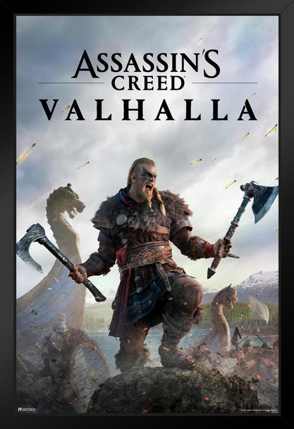 Assassins Creed Valhalla Merchandise Male Gold Edition Key Art Video Game Cover Video Gaming Gamer Collectibles Viking Eivor Varinsdottir Art Print Stand or Hang Wood Frame Display 9x13