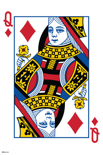 Queen of Diamonds Playing Card Art Poker Room Game Room Casino Gaming Face Card Blackjack Gambler Cool Wall Decor Art Print Poster 12x18