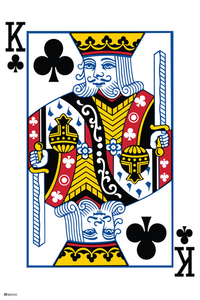 King of Clubs Playing Card Art Poker Room Game Room Casino Gaming Face Card Blackjack Gambler Cool Wall Decor Art Print Poster 12x18