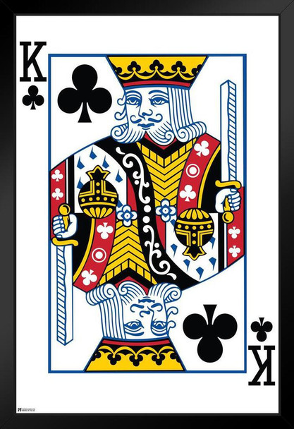 King of Clubs Playing Card Art Poker Room Game Room Casino Gaming Face Card Blackjack Gambler Black Wood Framed Art Poster 14x20