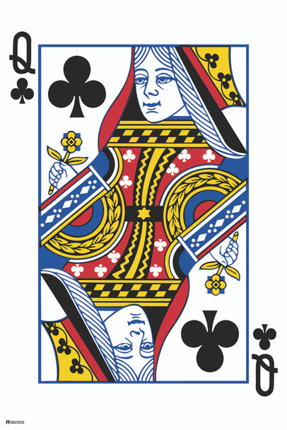 Queen of Clubs Playing Card Art Poker Room Game Room Casino Gaming Face Card Blackjack Gambler Cool Wall Decor Art Print Poster 12x18