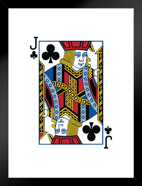 Jack of Clubs Playing Card Art Poker Room Game Room Casino Gaming Face Card Blackjack Gambler Matted Framed Art Wall Decor 20x26