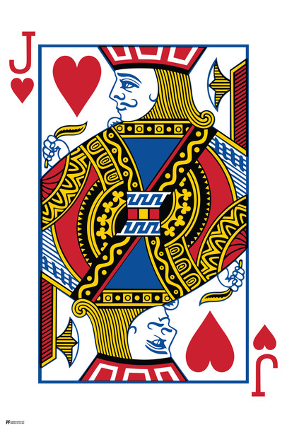 Jack of Hearts Playing Card Art Poker Room Game Room Casino Gaming Face Card Blackjack Gambler Cool Wall Decor Art Print Poster 12x18