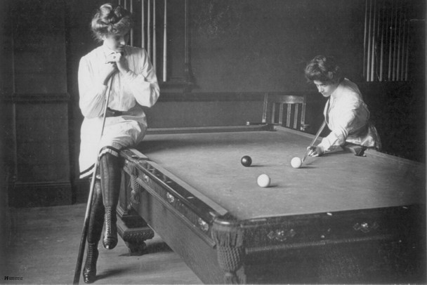 Women Playing Pool Circa 1903 Billiards Pool Table Room Decor Billiards Decor Pool Art Billiards Art Game Room Decor Pool Table Accessories Vintage Cool Wall Decor Art Print Poster 12x18