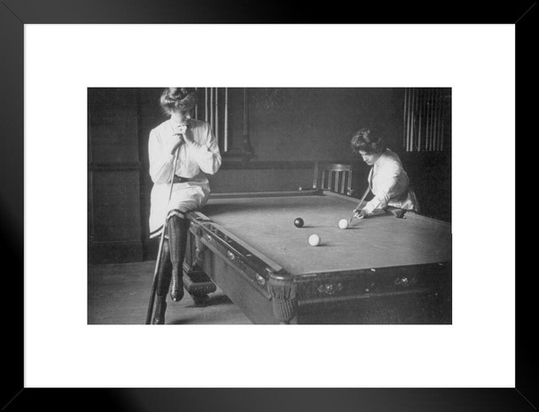 Women Playing Pool Circa 1903 Billiards Pool Table Room Decor Billiards Decor Pool Art Billiards Art Game Room Decor Pool Table Accessories Vintage Matted Framed Art Wall Decor 20x26