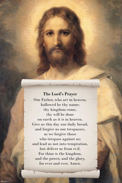 Laminated The Lords Prayer Our Father Jesus Portrait Bible Quote Spiritual Decor Motivational Poster Bible Verse Christian Wall Decor Inspirational Art Biblical Scripture Poster Dry Erase Sign 24x36