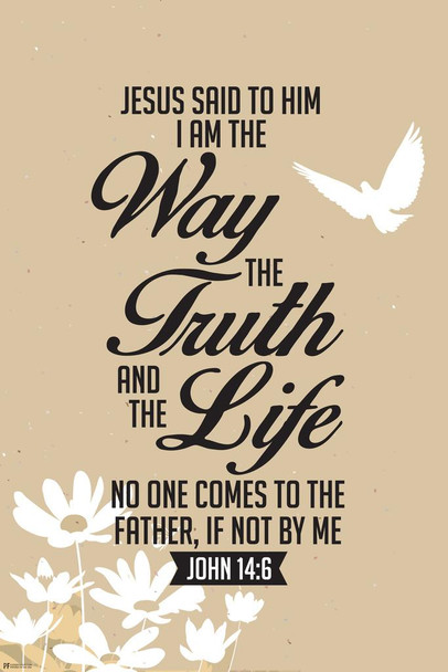 Laminated Jesus Is the Way the Truth and the Life John 14 6 Bible Quote Spiritual Decor Motivational Poster Bible Verse Christian Wall Decor Inspirational Art Scripture Poster Dry Erase Wall Art 24x36