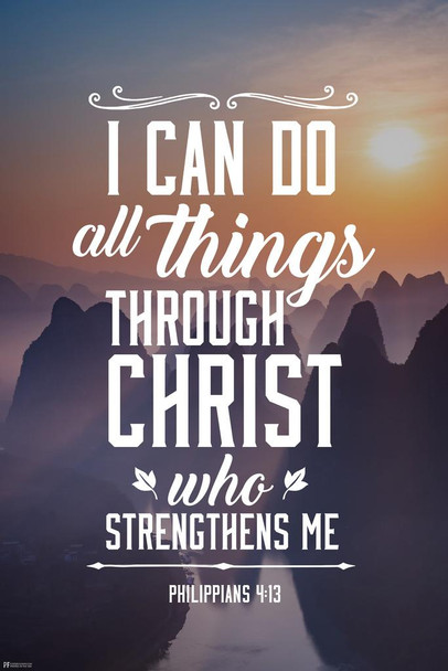 I Can Do All Things Through Christ Who Strengthens Me Philippians 4 13 Bible Quote Spiritual Decor Motivational Poster Bible Verse Christian Wall Decor Scripture Cool Huge Large Giant Poster Art 36x54