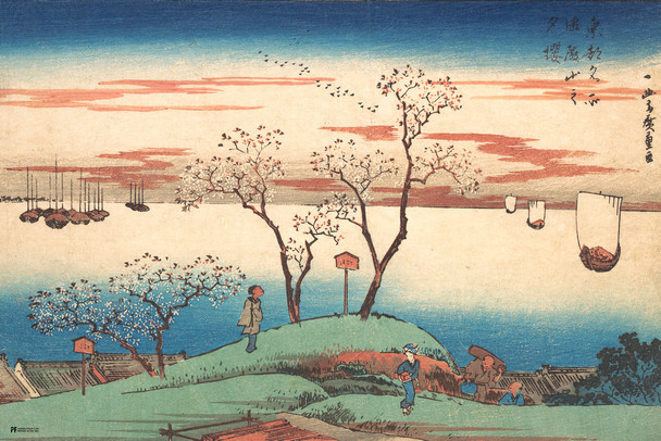 Evening Cherry Blossoms at Gotenyama Utagawa Hiroshige Japanese Painting Japanese Woodblock Art Nature Asian Art Modern Home Decor Aesthetic Cool Wall Decor Art Print Poster 12x18