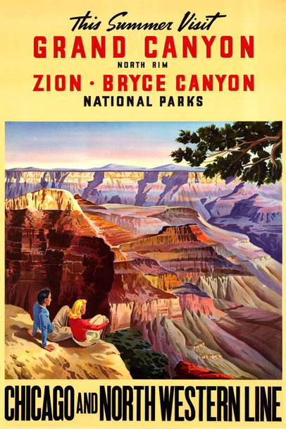 Laminated Grand Canyon National Park Arizona Visit This Summer Chicago and North Western Line Railroad Bryce Canyon Zion National Park Vintage Travel WPA National Park Poster Dry Erase Sign 24x36