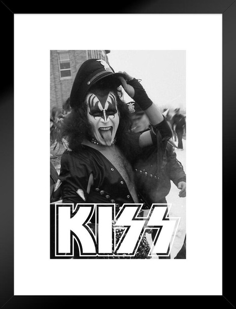 Kiss Poster The Demon Police Hat Gene Simmons Kiss Band Merchandise Kiss Collectibles Kiss Memorabilia Heavy Metal Music Merch 1970s Retro Vintage Accessories Matted Framed Art Wall Decor 20x26
