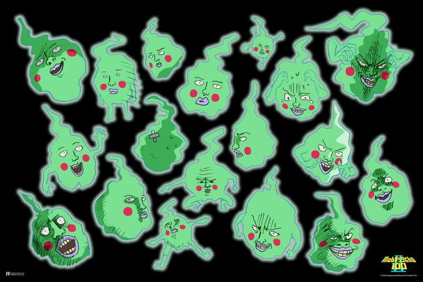 Laminated Mob Psycho 100 Poster Dimple Evil Spirit Faces Funny Crunchyroll Japanese Anime Merchandise Webtoon Manga Series Anime Streaming Poster Merch Anime Bedroom Decor Poster Dry Erase Sign 24x36