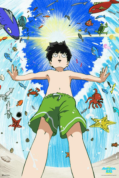 Laminated Mob Psycho 100 Poster Mob Ocean Wave Beach Crunchyroll Japanese Anime Merchandise Webtoon Manga Series Anime Streaming Poster Merch Anime Bedroom Decor Poster Dry Erase Sign 12x18