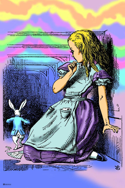 Laminated Large Alice In Hall Alice In Wonderland Through the Looking Glass Psychedelic Trippy Room Decor Aesthetic Vintage Retro Hippie Decor Indie Mad Hatter Tea Party Poster Dry Erase Wall Art 24x36