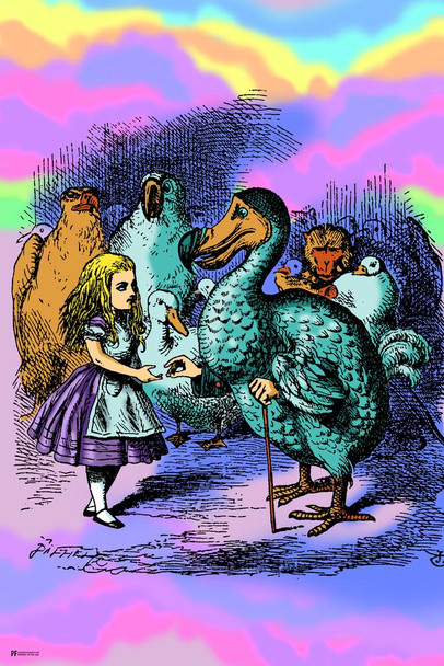 Alice and Dodo Bird Alice In Wonderland Through the Looking Glass Psychedelic Trippy Room Decor Aesthetic Vintage Retro Hippie Decor Indie Mad Hatter Tea Party Thick Paper Sign Print Picture 8x12