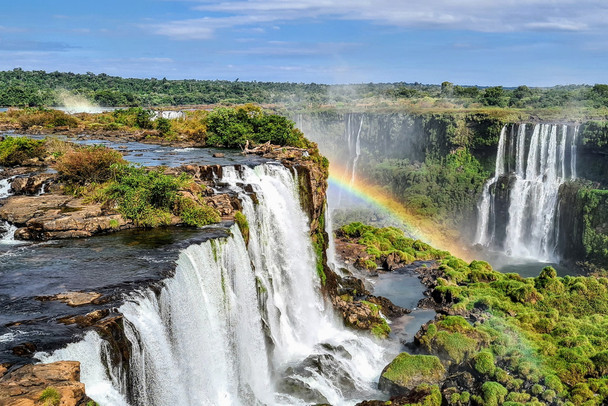 Iguazu Falls Rainbow Cataratas do Iguacu Waterfall Natural Wonder Nature Photograph Drone Photography Argentina Brazil Tropical Nature Decor Landscape Beautiful Cool Wall Decor Art Print Poster 12x18